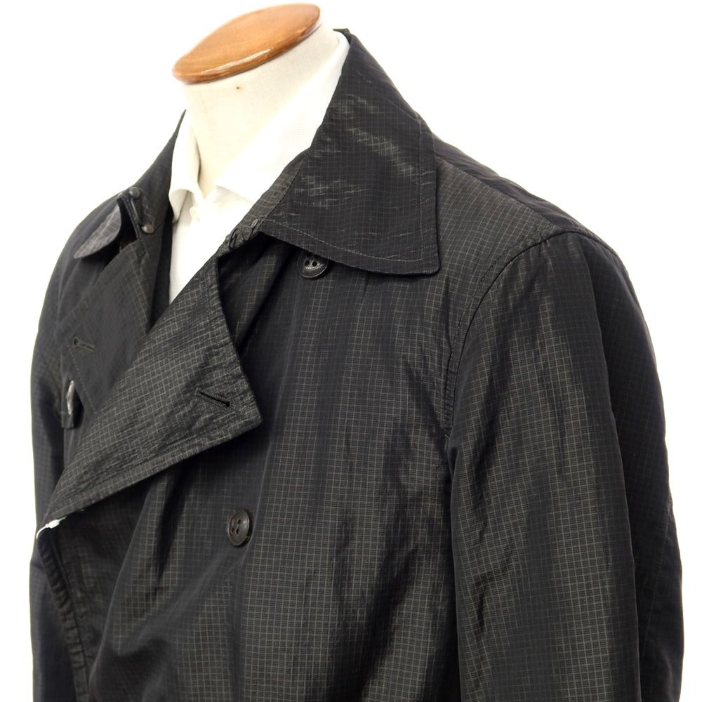 【中古】ジョルジオアルマーニ GIORGIO ARMANI ポリエステルメタリック トレンチコート ブラックxグレー系【 50 】【 状態ランクB 】【 メンズ 】 [APD]