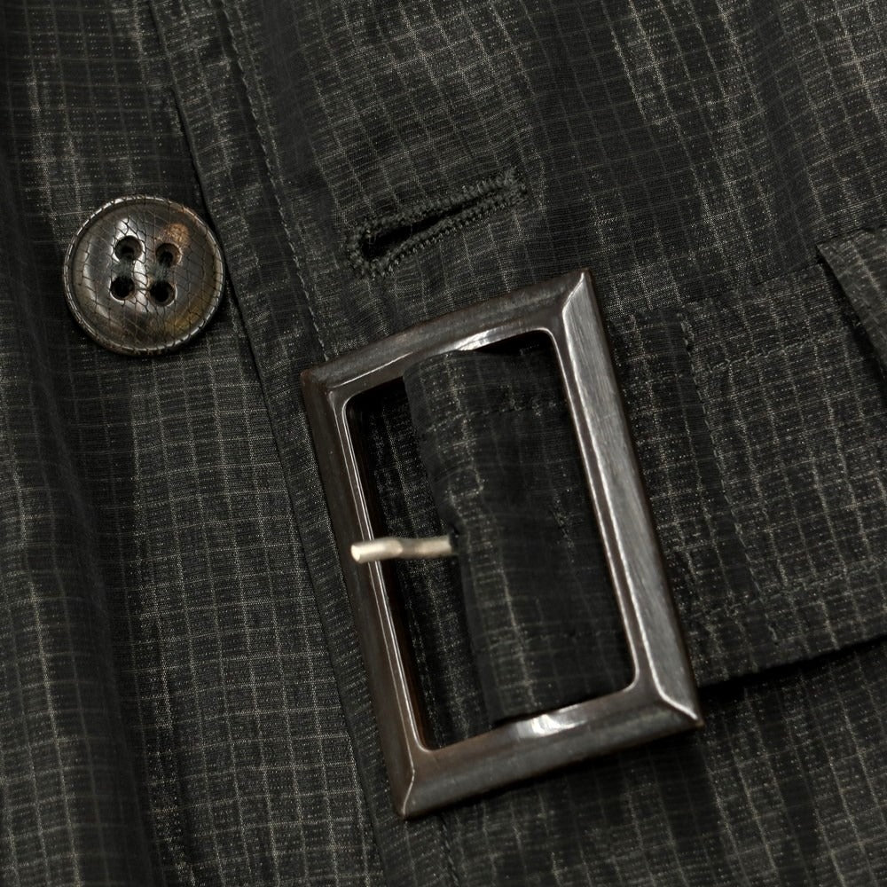 【中古】ジョルジオアルマーニ GIORGIO ARMANI ポリエステルメタリック トレンチコート ブラックxグレー系【 50 】【 状態ランクB 】【 メンズ 】[BPD]