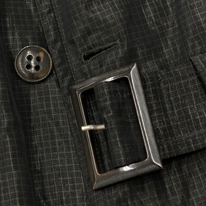 【中古】ジョルジオアルマーニ GIORGIO ARMANI ポリエステルメタリック トレンチコート ブラックxグレー系【 50 】【 状態ランクB 】【 メンズ 】[BPD]