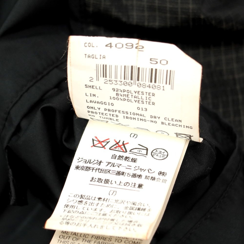 【中古】ジョルジオアルマーニ GIORGIO ARMANI ポリエステルメタリック トレンチコート ブラックxグレー系【 50 】【 状態ランクB 】【 メンズ 】[BPD]