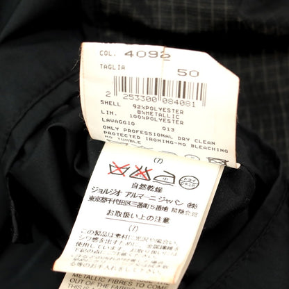 【中古】ジョルジオアルマーニ GIORGIO ARMANI ポリエステルメタリック トレンチコート ブラックxグレー系【 50 】【 状態ランクB 】【 メンズ 】[BPD]