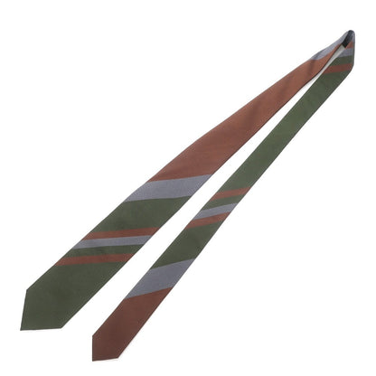 [New] GIERRE Panel Stripe Tri-Fold Silk Tie Brown x Dark Green [BRW] [S/S/A/W] [Condition Rank N] [Men&