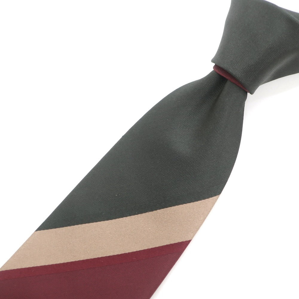 [New] GIERRE Panel Stripe Tri-Fold Silk Tie Bordeaux x Dark Green [RED] [S/S/A/W] [Condition Rank N] [Men&