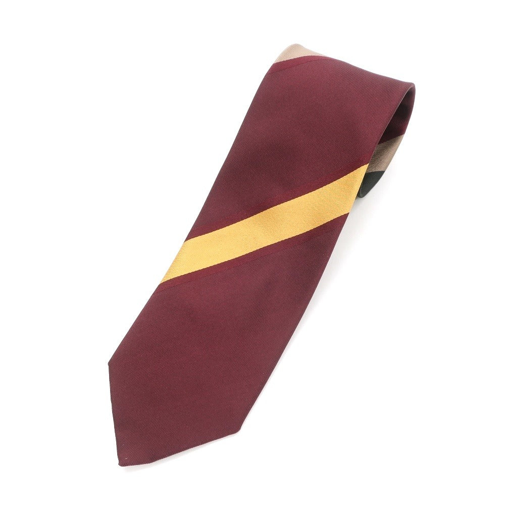 [New] GIERRE Panel Stripe Tri-Fold Silk Tie Bordeaux x Dark Green [RED] [S/S/A/W] [Condition Rank N] [Men&