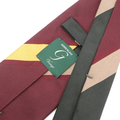 [New] GIERRE Panel Stripe Tri-Fold Silk Tie Bordeaux x Dark Green [RED] [S/S/A/W] [Condition Rank N] [Men&