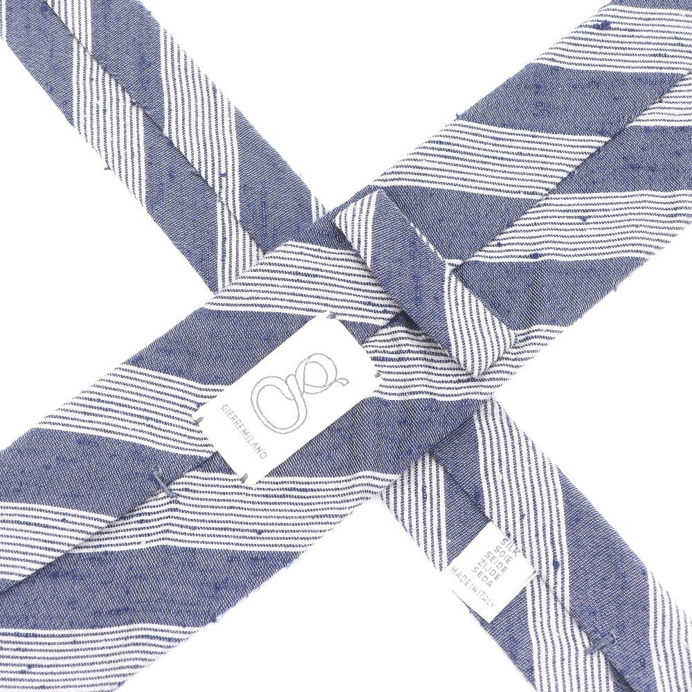 [Used] GIERRE Striped 3-fold silk tie Navy x light gray [NVY] [S/S] [Condition rank B] [Men&