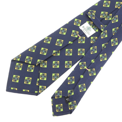 [Used] Luigi Borrelli Small Pattern Print Tri-Fold Tie Navy x Green [NVY] [S/S/A/W] [Condition Rank B] [Men&