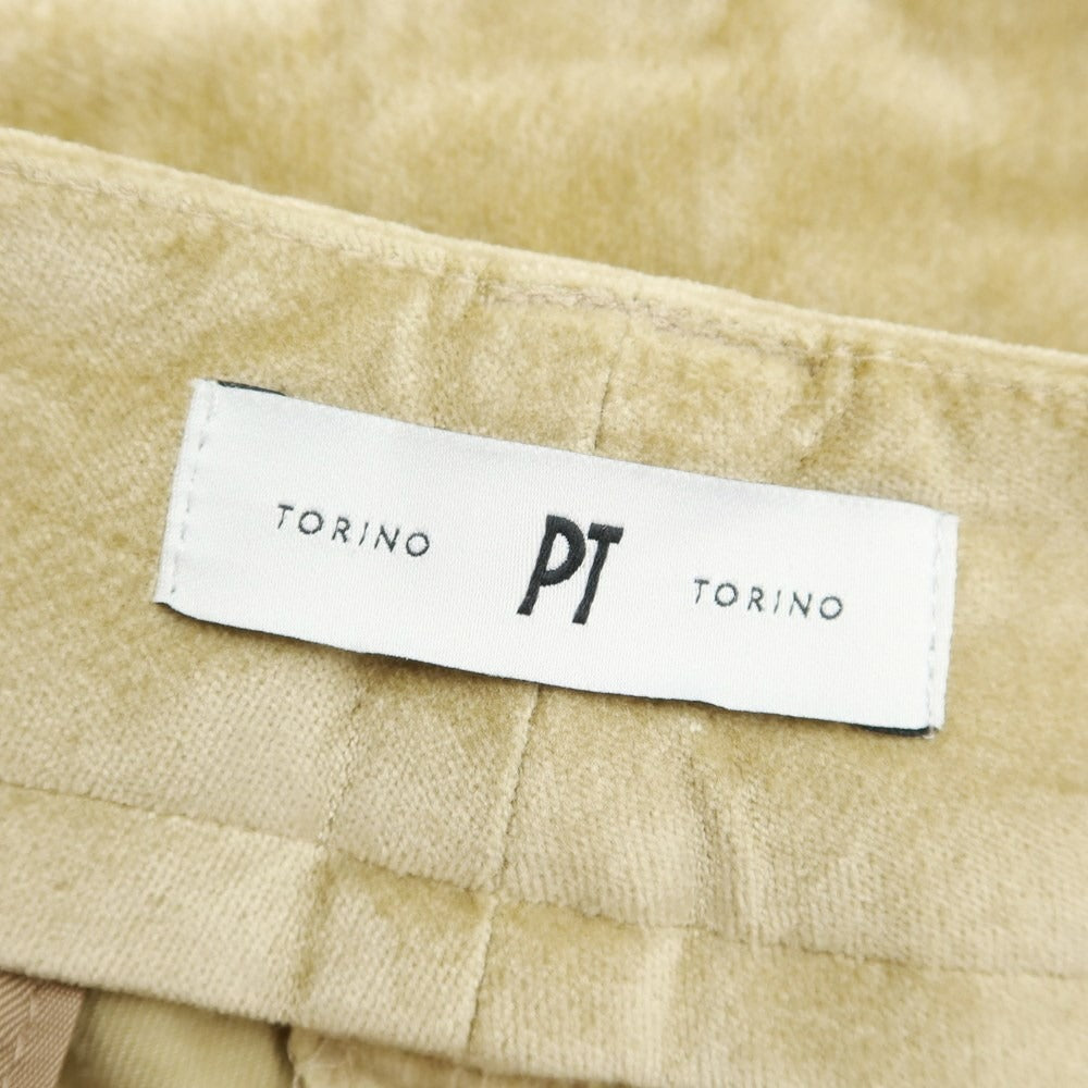 【新品アウトレット】ピーティートリノ PT TORINO AMBRA コットン レーヨン ベロア ワイドスラックス ベージュ【サイズ40】【 状態ランクN- 】【 レディース 】 [EPD]