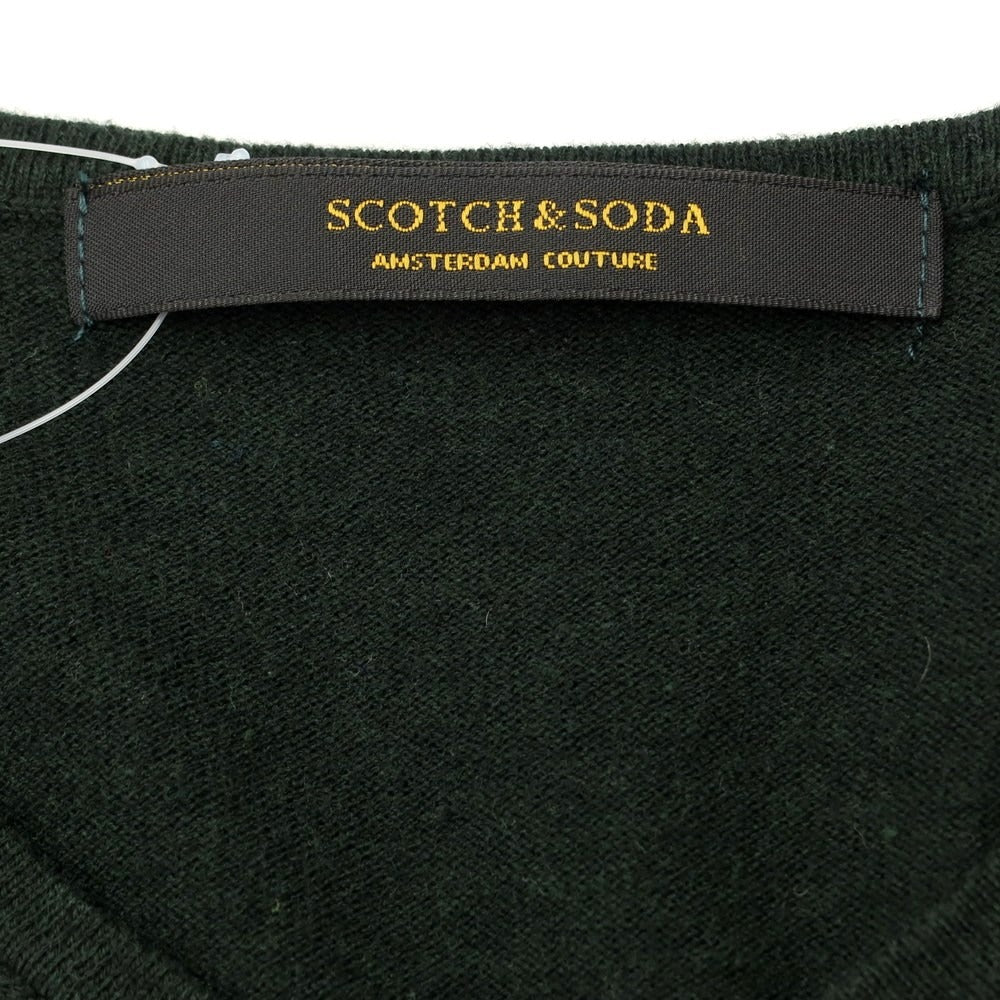 【中古】スコッチアンドソーダ SCOTCH &amp; SODA ウール系 Vネック プルオーバーニット ダークグリーン【 表記なし（S位） 】【 状態ランクB 】【 メンズ 】