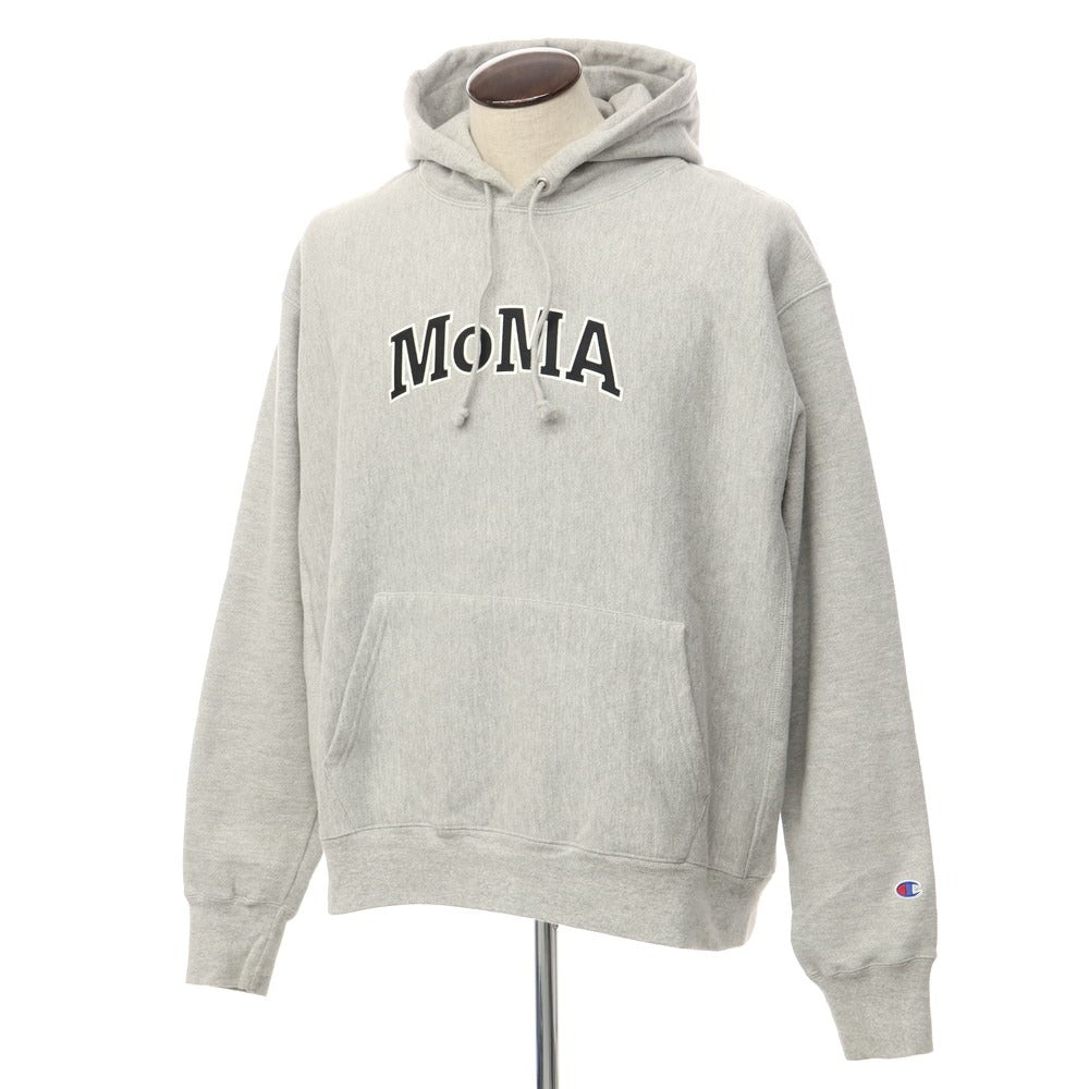 【中古】モマ MoMA CHAMPIONコラボ パーカー ライトグレー【 XL 】【 状態ランクC 】【 メンズ 】