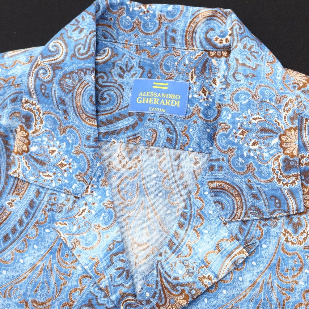 [Used] Alessandro Gherardi ALESSANDRO GHERARDI Cotton Paisley Open Collar Shirt Blue x Brown x White [Size L] [BLU] [S/S/A/W] [Condition Rank A] [Men&