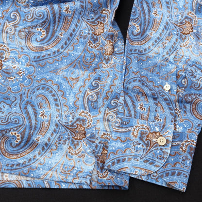 [Used] Alessandro Gherardi ALESSANDRO GHERARDI Cotton Paisley Open Collar Shirt Blue x Brown x White [Size L] [BLU] [S/S/A/W] [Condition Rank A] [Men&