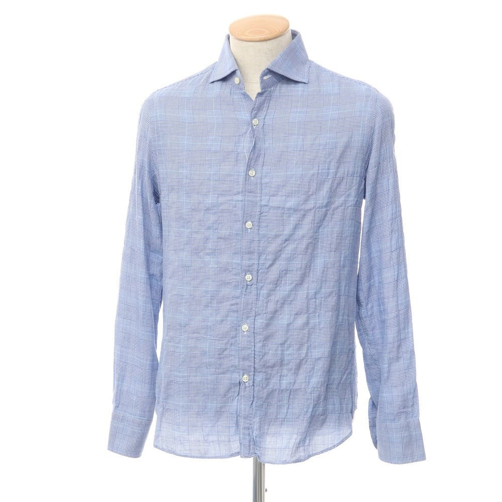 [Used] CIT LUXURY Cotton Check Wide Collar Casual Shirt Blue x White [Size 38] [BLU] [S/S/A/W] [Condition Rank C] [Men&