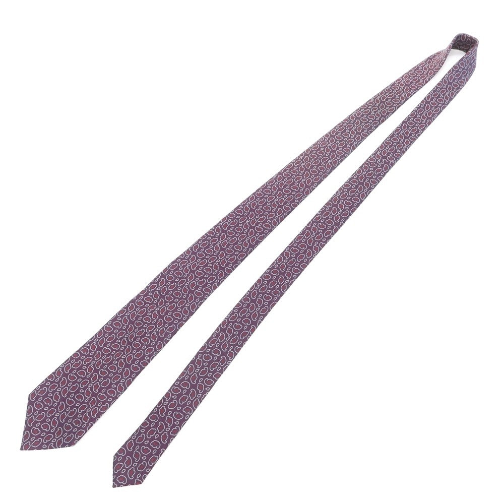 【中古】ジーゼニア Z Zegna シルクポリエステル 小紋柄ネクタイ ボルドーxネイビー【 状態ランクB 】【 メンズ 】