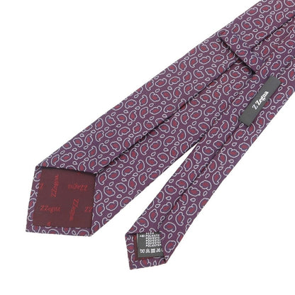 【中古】ジーゼニア Z Zegna シルクポリエステル 小紋柄ネクタイ ボルドーxネイビー【 状態ランクB 】【 メンズ 】