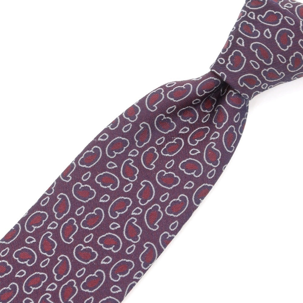 【中古】ジーゼニア Z Zegna シルクポリエステル 小紋柄ネクタイ ボルドーxネイビー【 状態ランクB 】【 メンズ 】