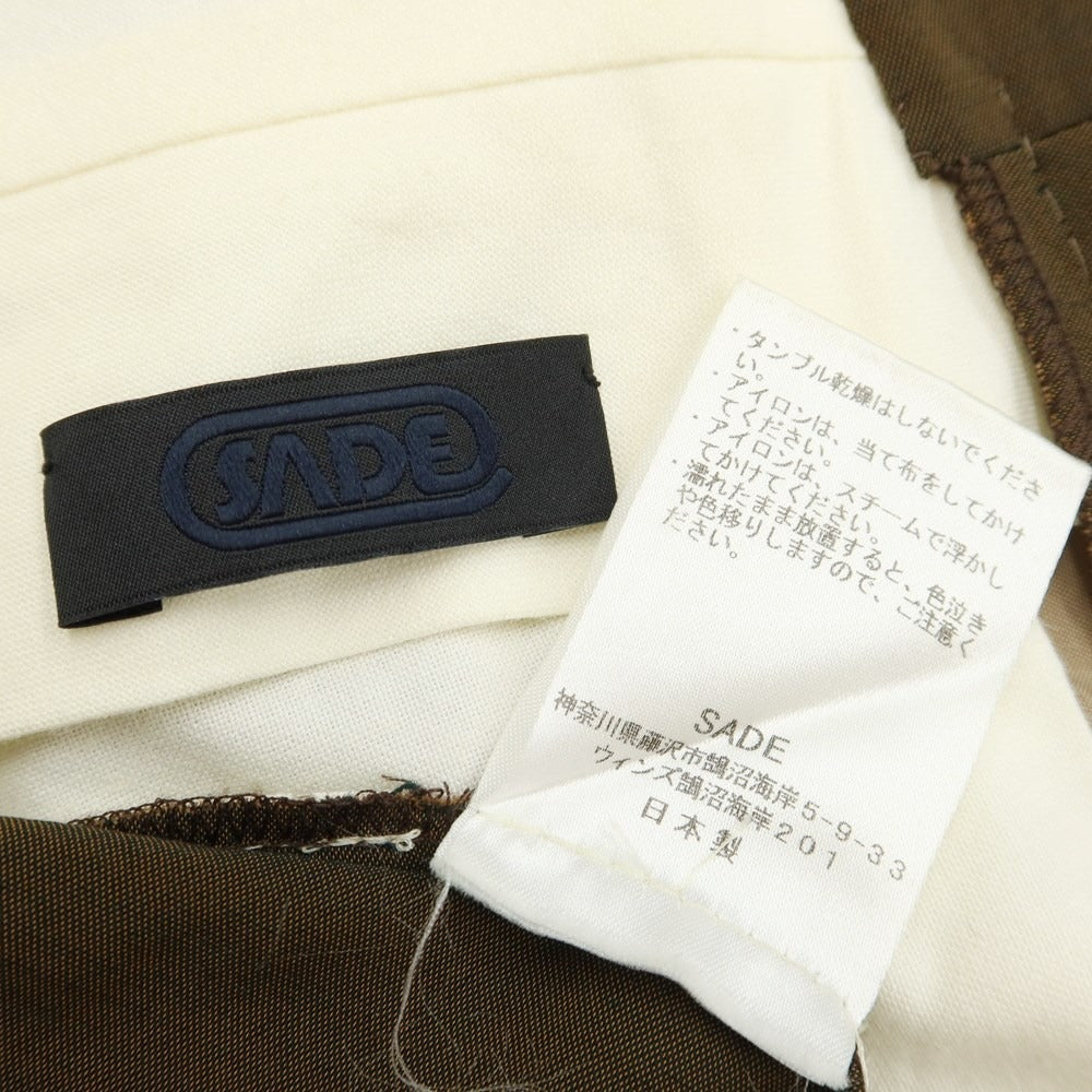 【中古】シャーデー SADE MANHOLE別注 ウールレーヨン カジュアルスラックス パンツ オリーブブラウン系【サイズ1】【BRW】【S/S】【状態ランクC】【メンズ】【769296】