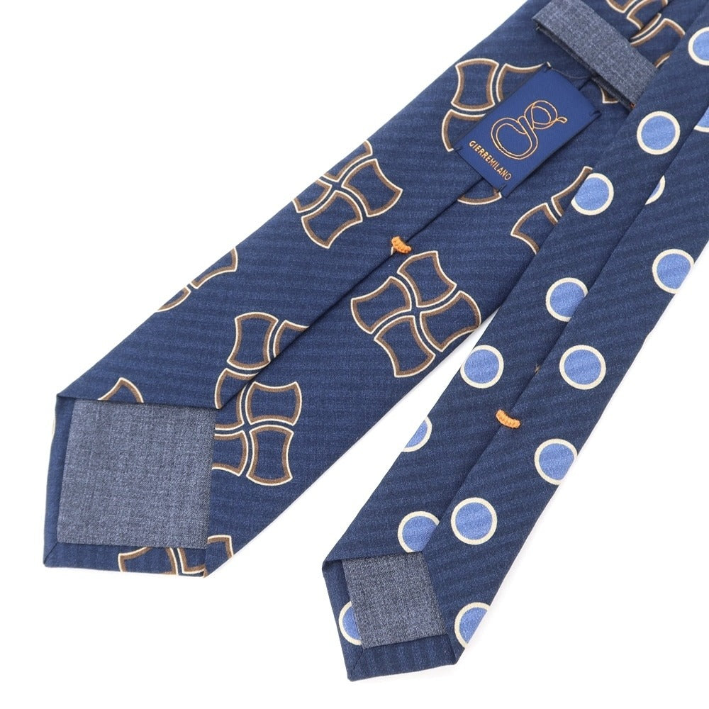 [New] GIERRE Printed 3-fold Silk Tie Navy [NVY] [S/S/A/W] [Condition Rank N] [Men&