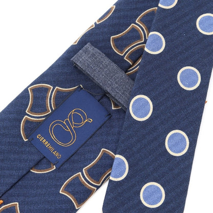 [New] GIERRE Printed 3-fold Silk Tie Navy [NVY] [S/S/A/W] [Condition Rank N] [Men&