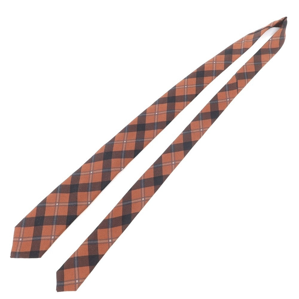 [New] GIERRE Check Print Tri-Fold Silk Tie Light Brown x Black [BRW] [S/S/A/W] [Condition Rank N] [Men&