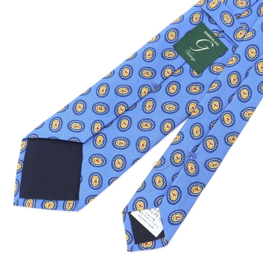 [New] GIERRE Small Pattern Print Tri-Fold Silk Tie Blue [BLU] [S/S/A/W] [Condition Rank N] [Men&