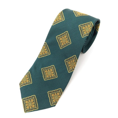 [New] GIERRE Panel Pattern Tri-Fold Silk Tie Green x Yellow [GRN] [S/S/A/W] [Condition Rank N] [Men&