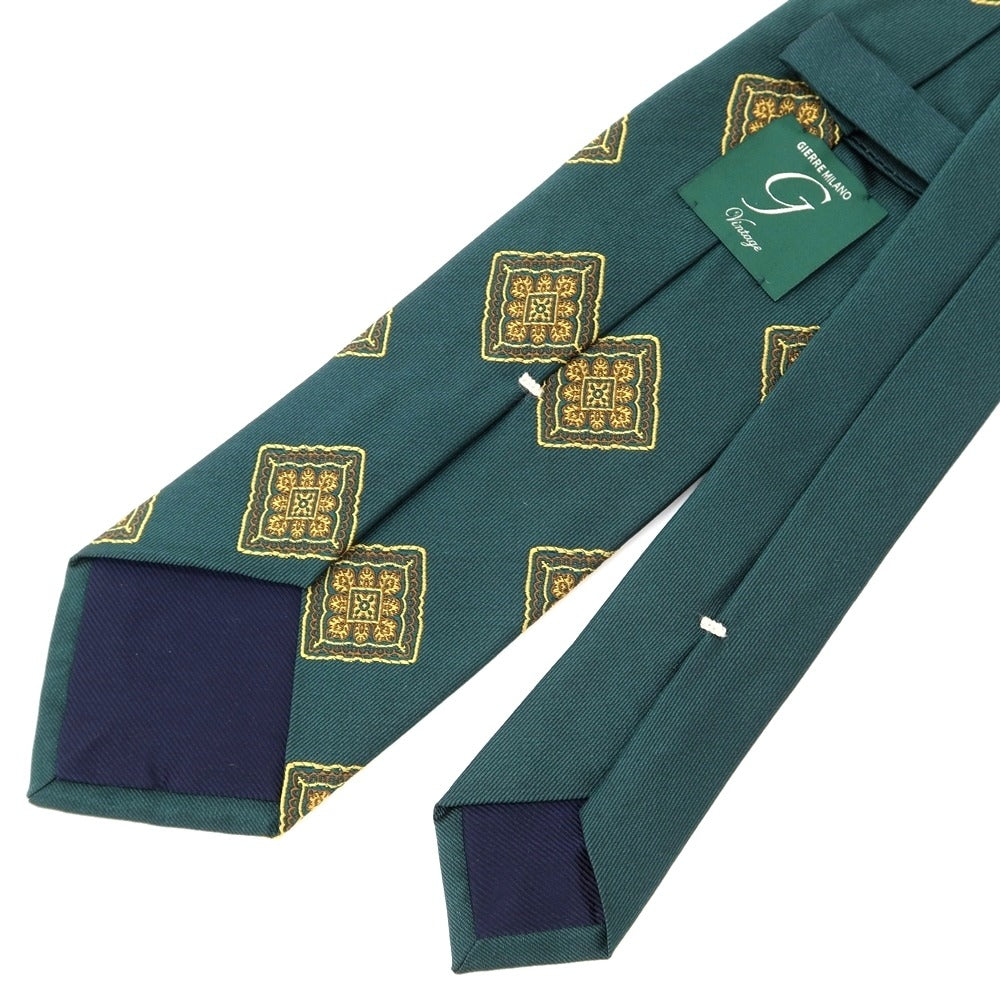 [New] GIERRE Panel Pattern Tri-Fold Silk Tie Green x Yellow [GRN] [S/S/A/W] [Condition Rank N] [Men&