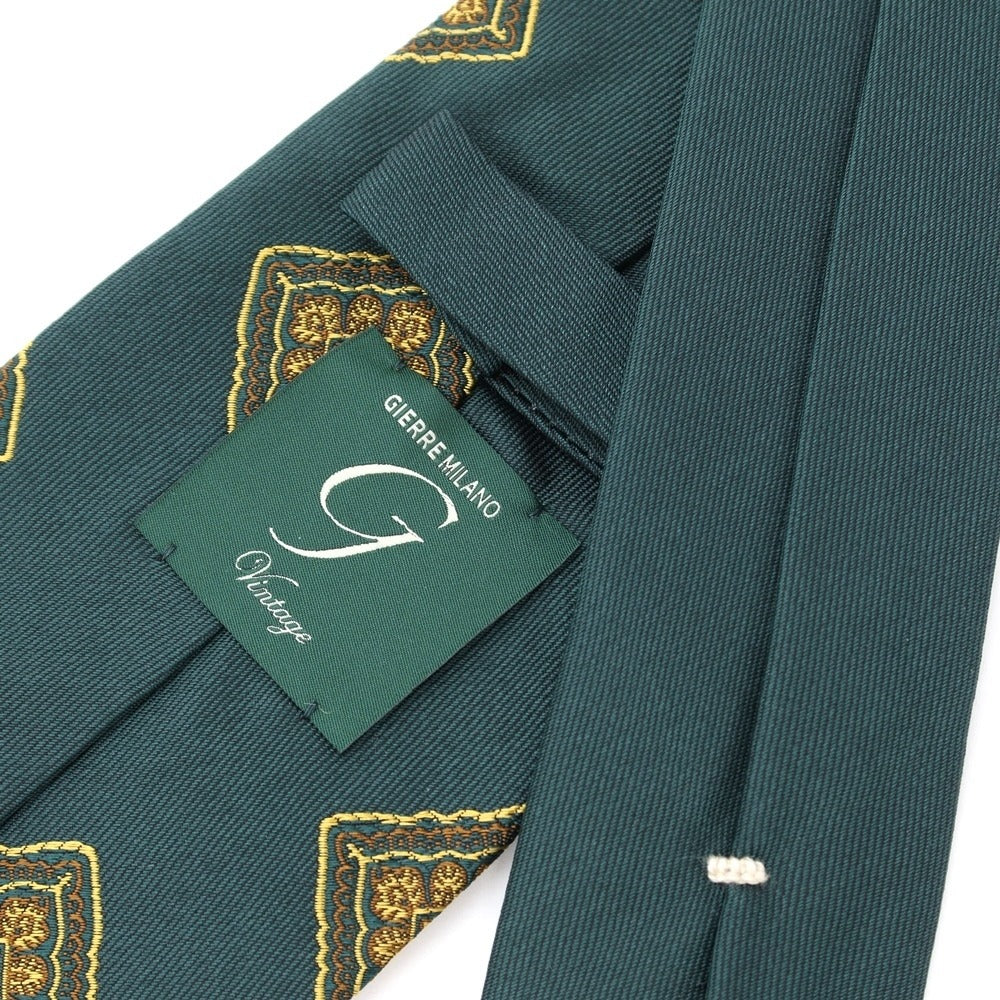 [New] GIERRE Panel Pattern Tri-Fold Silk Tie Green x Yellow [GRN] [S/S/A/W] [Condition Rank N] [Men&