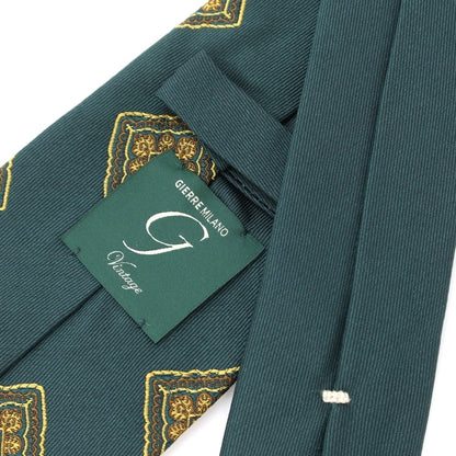 [New] GIERRE Panel Pattern Tri-Fold Silk Tie Green x Yellow [GRN] [S/S/A/W] [Condition Rank N] [Men&