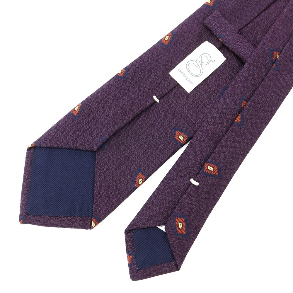 [New] GIERRE Small Pattern Tri-Fold Silk Tie Purple x Orange Brown [PUP] [S/S/A/W] [Condition Rank N] [Men&