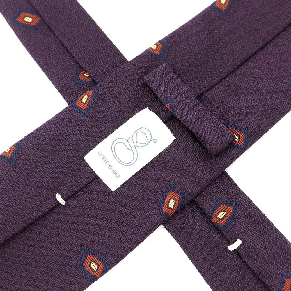 [New] GIERRE Small Pattern Tri-Fold Silk Tie Purple x Orange Brown [PUP] [S/S/A/W] [Condition Rank N] [Men&