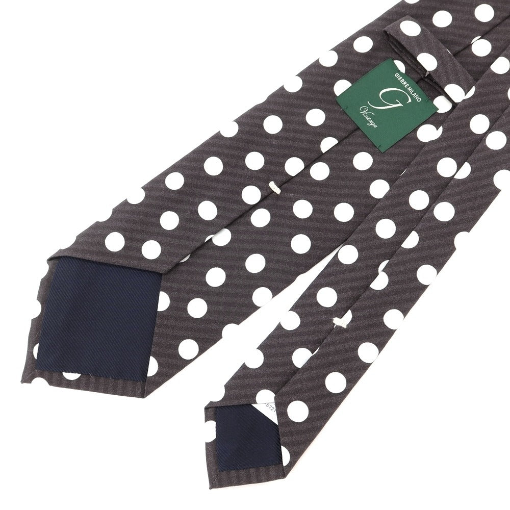 [New] GIERRE Dot Print Tri-Fold Silk Tie Dark Gray x White [GRY] [S/S/A/W] [Condition Rank N] [Men&