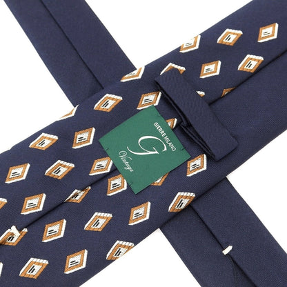 [New] GIERRE Panel Pattern Tri-Fold Silk Tie Navy [NVY] [S/S/A/W] [Condition Rank N] [Men&