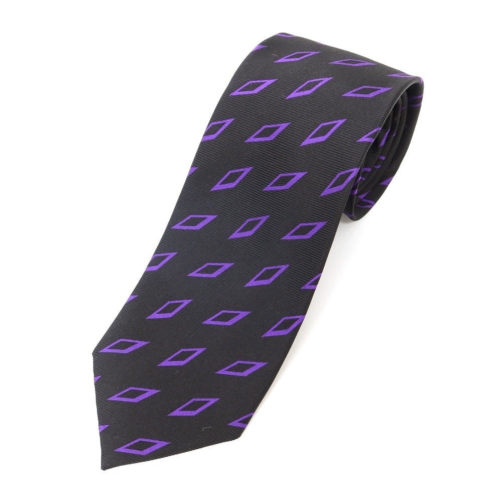 [New] GIERRE Diamond Pattern Tri-Fold Silk Tie Black x Purple [BLK] [S/S/A/W] [Condition Rank N] [Men&