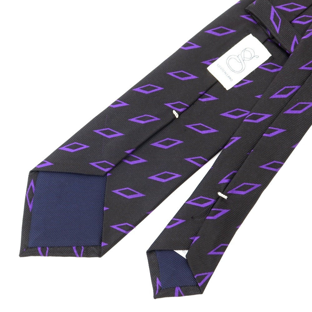 [New] GIERRE Diamond Pattern Tri-Fold Silk Tie Black x Purple [BLK] [S/S/A/W] [Condition Rank N] [Men&