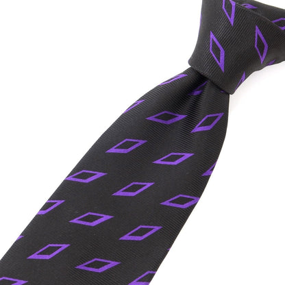 [New] GIERRE Diamond Pattern Tri-Fold Silk Tie Black x Purple [BLK] [S/S/A/W] [Condition Rank N] [Men&