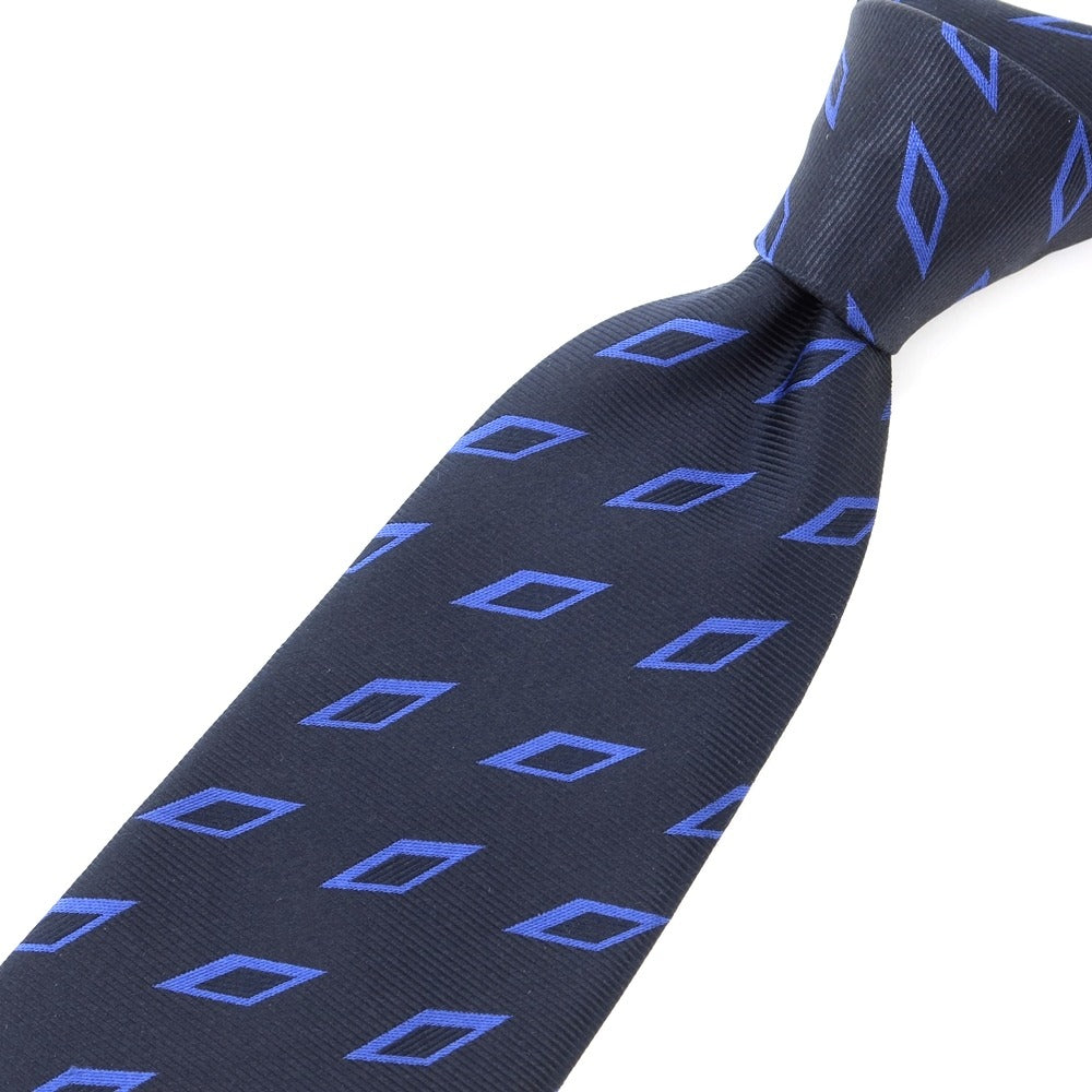 [New] GIERRE Diamond Pattern Tri-Fold Silk Tie Black x Blue [BLK] [S/S/A/W] [Condition Rank N] [Men&