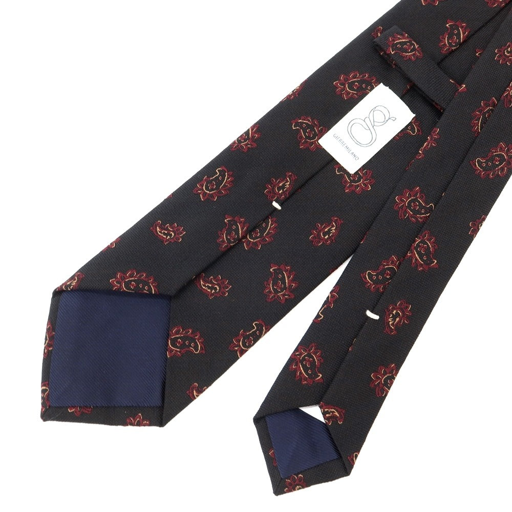 [New] GIERRE Paisley 3-fold silk cotton tie Black x Bordeaux [BLK] [S/S/A/W] [Condition Rank N] [Men&