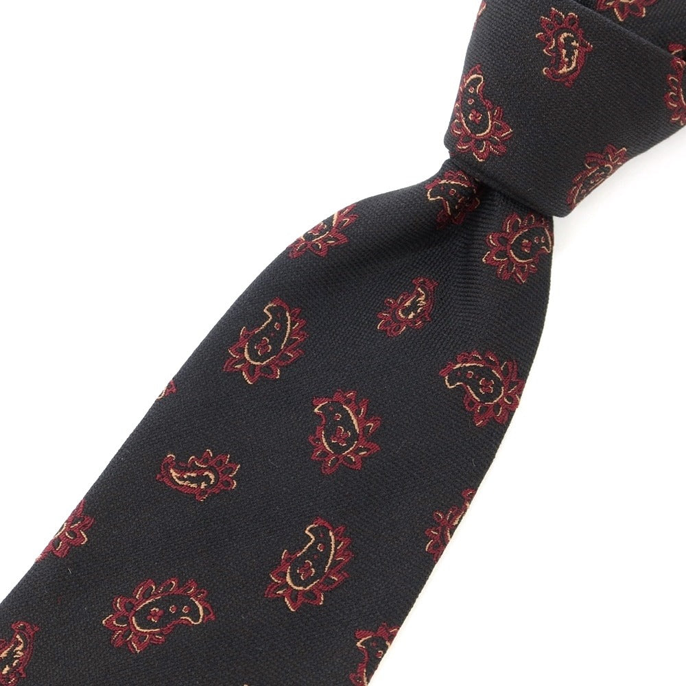 [New] GIERRE Paisley 3-fold silk cotton tie Black x Bordeaux [BLK] [S/S/A/W] [Condition Rank N] [Men&