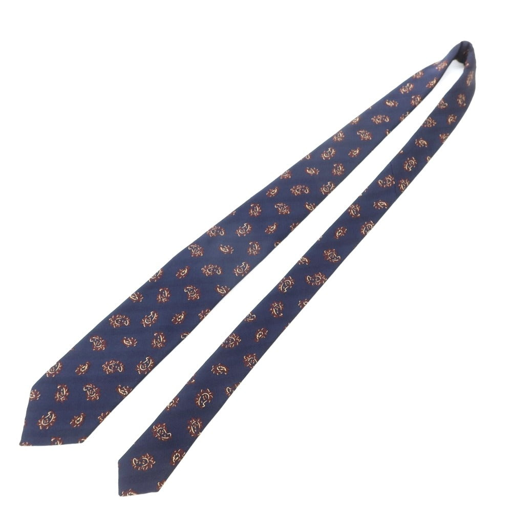 [New] GIERRE Paisley 3-fold silk cotton tie, navy x brown [NVY] [S/S/A/W] [Condition rank N] [Men&