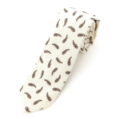 [New] GIERRE Paisley Print Tri-Fold Silk Tie Ivory x Beige [BEI] [S/S/A/W] [Condition Rank N] [Men&