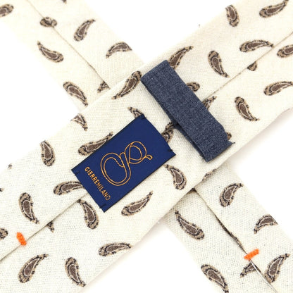 [New] GIERRE Paisley Print Tri-Fold Silk Tie Ivory x Beige [BEI] [S/S/A/W] [Condition Rank N] [Men&