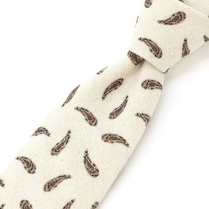 [New] GIERRE Paisley Print Tri-Fold Silk Tie Ivory x Beige [BEI] [S/S/A/W] [Condition Rank N] [Men&