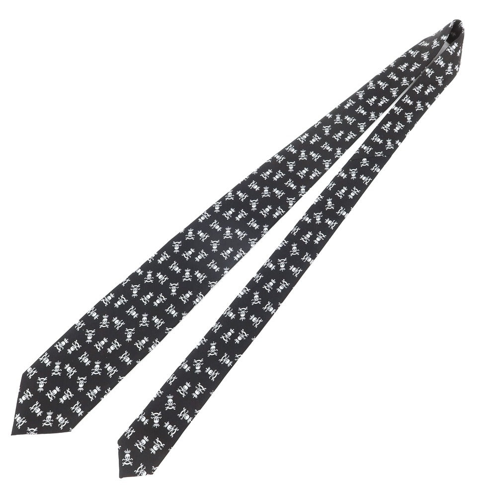 【新品】ジエレ GIERRE シルク スカル柄ネクタイ ブラックxホワイト【 状態ランクN 】【 メンズ 】 [DPD]