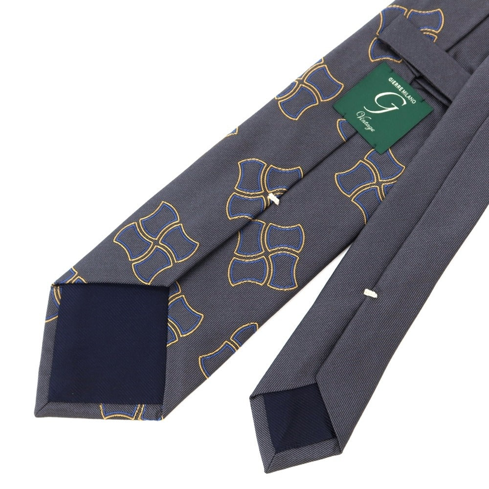 [New] GIERRE Panel Pattern Tri-Fold Silk Tie Dark Gray x Orange [GRY] [S/S/A/W] [Condition Rank N] [Men&