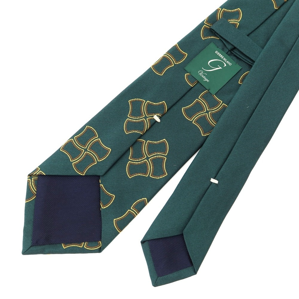 [New] GIERRE Panel Pattern Tri-Fold Silk Tie Green x Yellow [GRN] [S/S/A/W] [Condition Rank N] [Men&