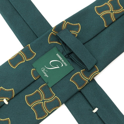 [New] GIERRE Panel Pattern Tri-Fold Silk Tie Green x Yellow [GRN] [S/S/A/W] [Condition Rank N] [Men&