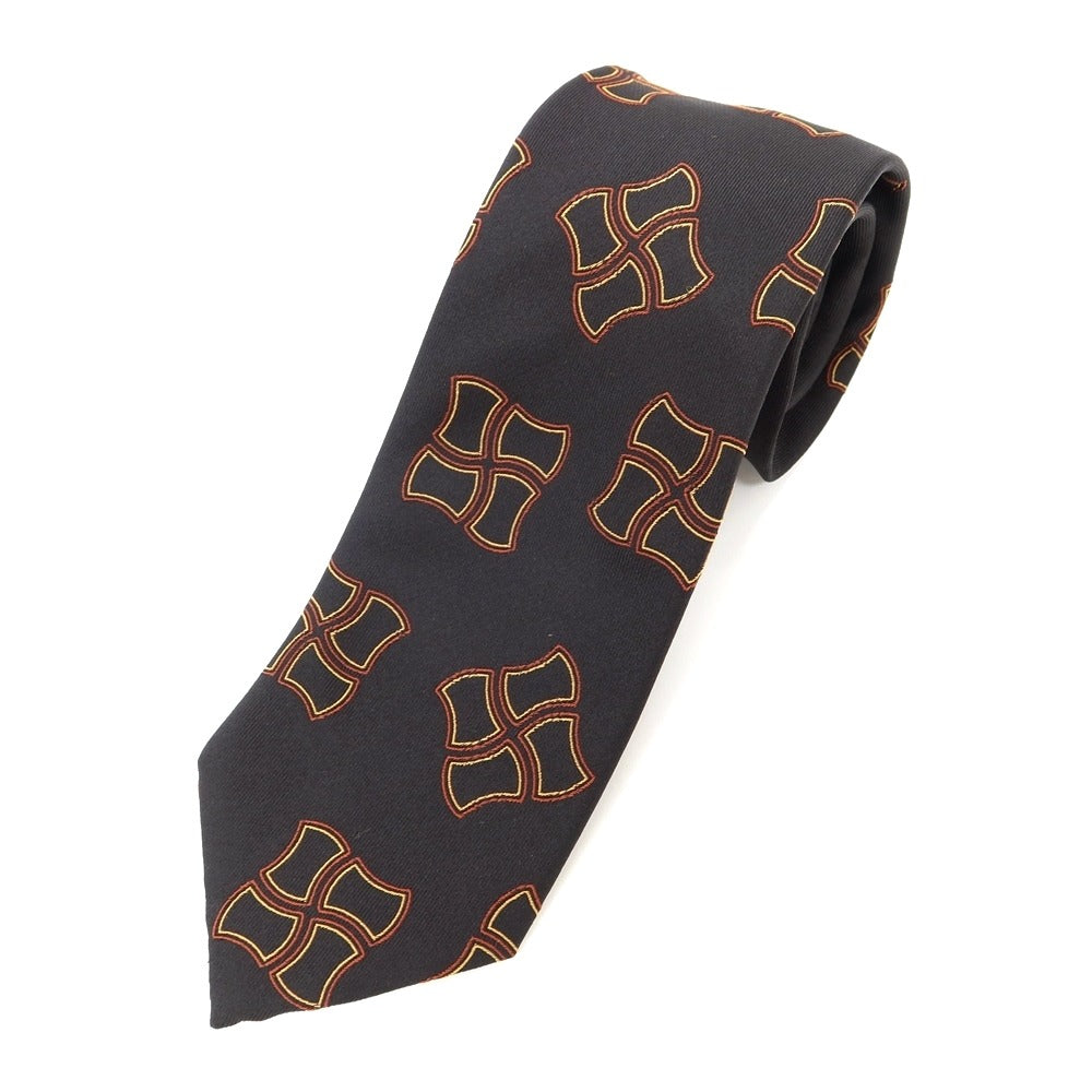 [New] GIERRE Panel Pattern Tri-Fold Silk Tie Black x Orange [BLK] [S/S/A/W] [Condition Rank N] [Men&