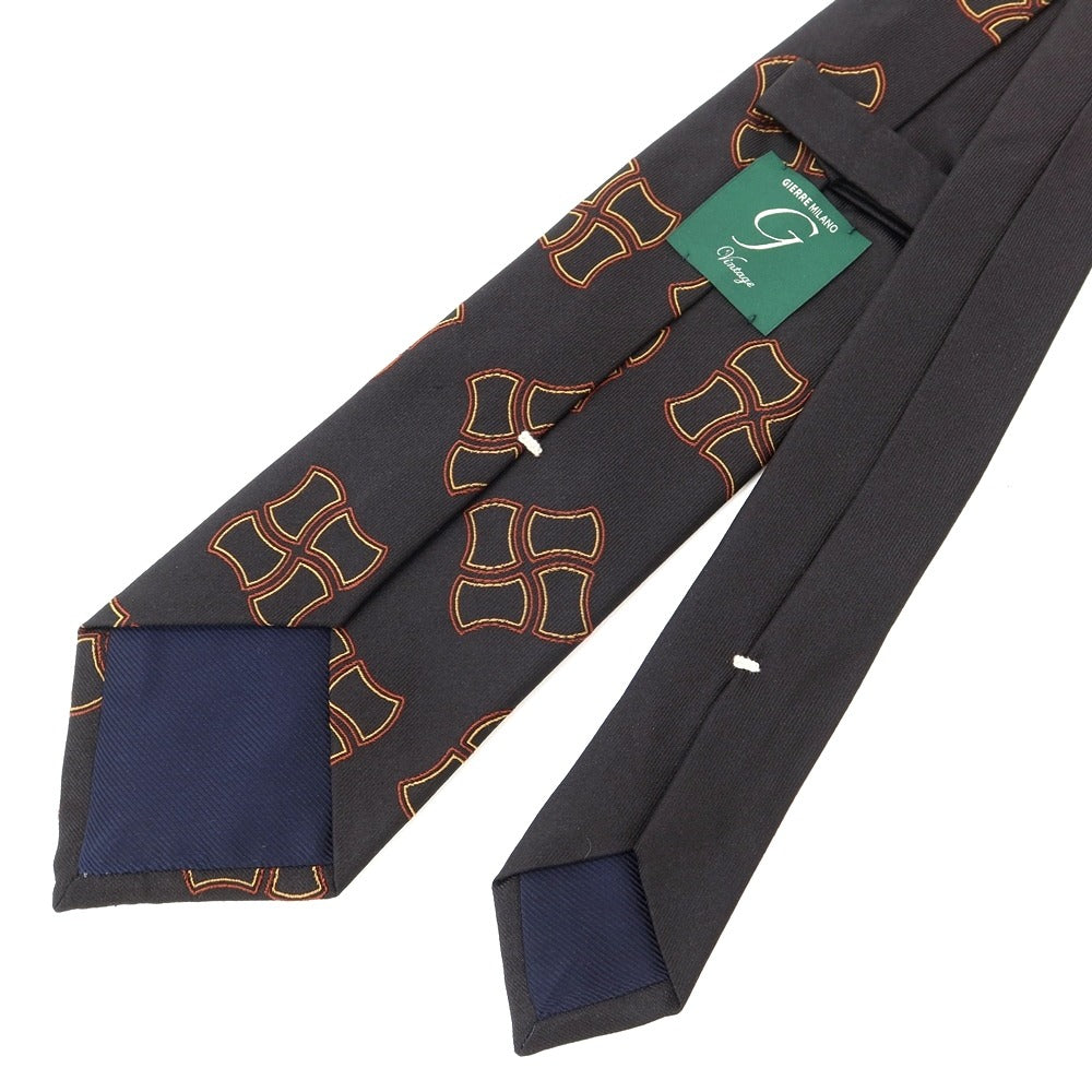 [New] GIERRE Panel Pattern Tri-Fold Silk Tie Black x Orange [BLK] [S/S/A/W] [Condition Rank N] [Men&