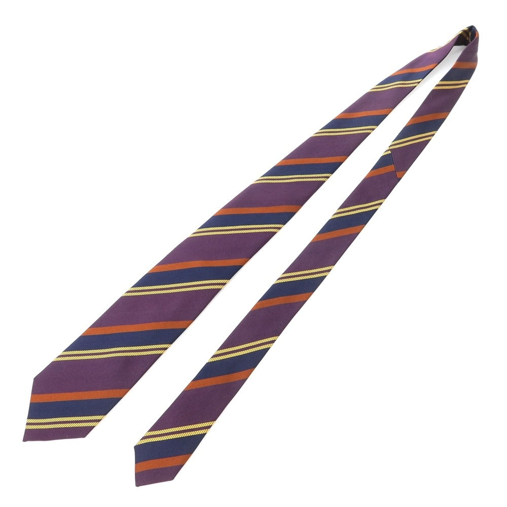 [New] GIERRE Striped 3-fold Silk Tie Purple x Navy [PUP] [S/S/A/W] [Condition Rank N] [Men&